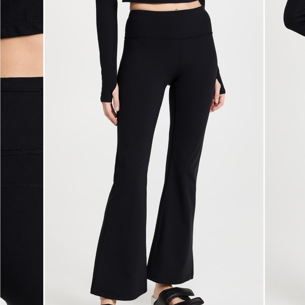 Black, Power Kick Flare Workout Trousers, Large EUC